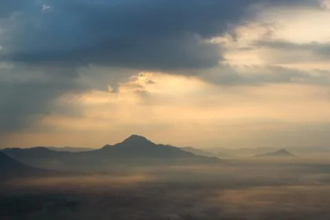 Mist over the mountains Stock Photos