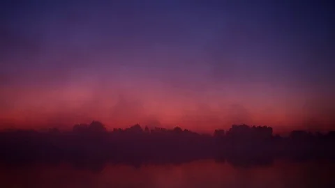 Mist over the river. Dusk over the lake. Very dense fog. Video stock 116555404