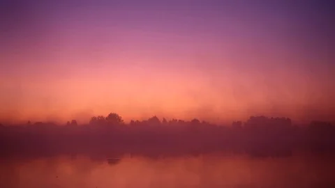 Mist over the river. Dusk over the lake. Very dense fog. Video stock 123505875