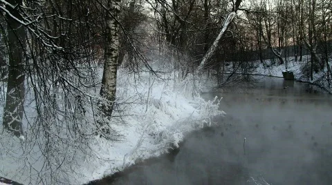 Mist over river Stock Footage 585421