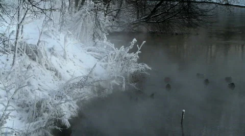 Mist over river Stock Footage 585423