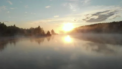 Mist over the river Stock Footage 140575677