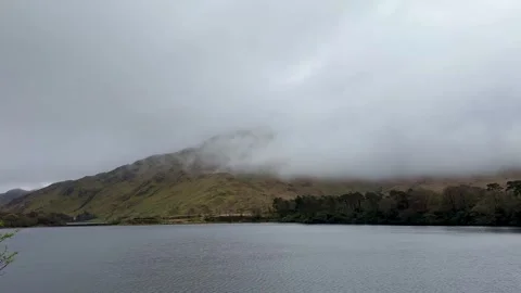 The mist over the river, Kylemore Abbey, Ireland Stock Footage 314380255