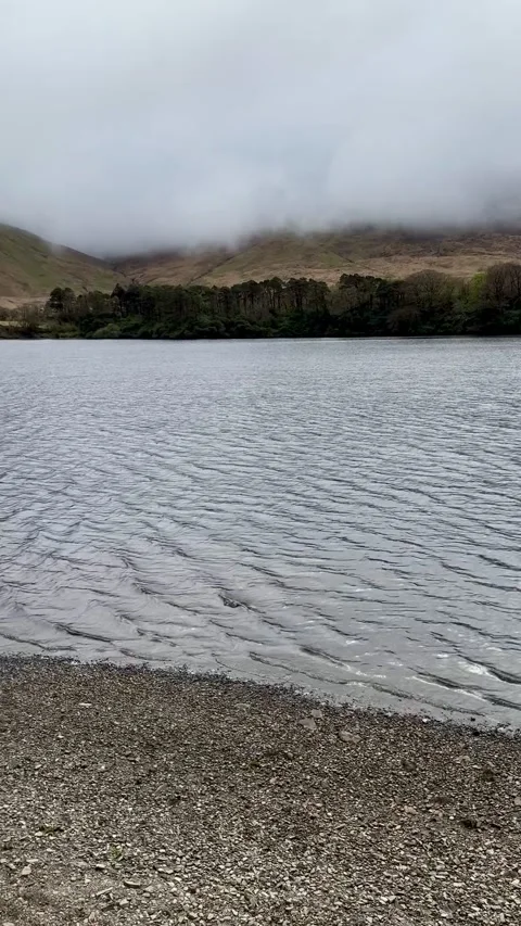 The mist over the river, Kylemore Abbey, Ireland Stock Footage 314380261