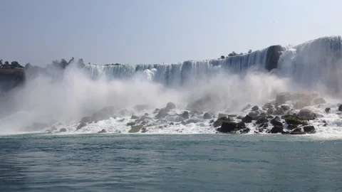 Mist Rises As Water Powerfully Crashes at Niagara Falls Video stock 88336682