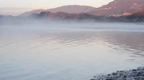 Mist rising from the river Stock Footage 63456067