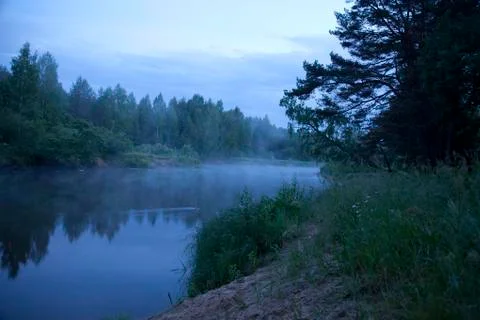 Mist on the river Stock Photos