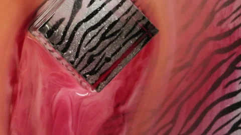 Mist stream paint water pink smoke zebra pattern Stock Footage 314045693