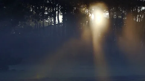 Mist Through A Fading Sunbeam Stock Footage 74690782