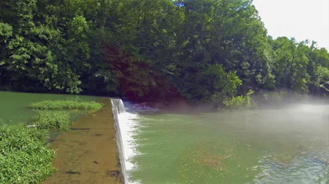 Mist of Wolf River at Pall Mall Dam in Tennessee Stock Footage 32964664
