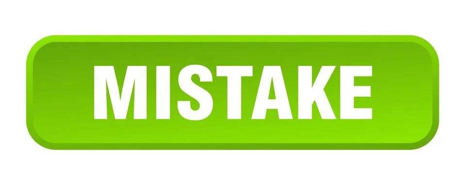 Mistake button. mistake square 3d push button Illustrazione stock