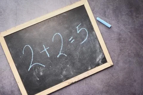 Mistake in math formula on chalkboard, education concept Stock Photos