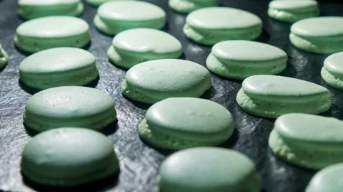 Mistake in process of cooking macarons. Macarons baking. Homemade Stock Footage 300188278