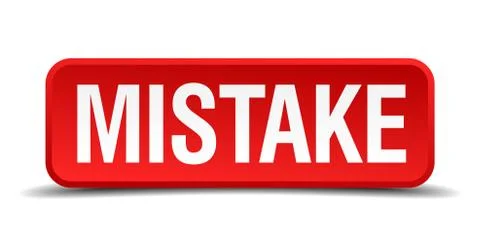 Mistake red 3d square button isolated on white Stock Illustration