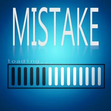 Mistake word with blue loading bar Stock Illustration