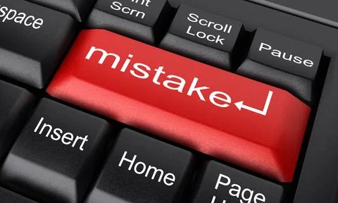 Mistake word on red keyboard button Stock-Fotos
