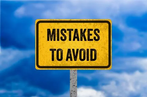 Mistakes to avoid message written on yellow metal sign. Conceptual mistakes.. Stock Photos