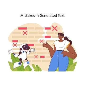 Mistakes in generated text concept. Flat vector illustration Stockillustratie