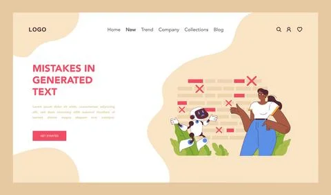 Mistakes in generated text concept. Flat vector illustration Stockillustratie