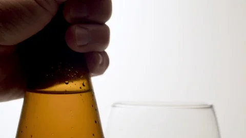 Misted bottle of beer on the table macro Stock Footage 124553649