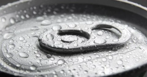 Misted can of soda. Close-up. Top view. Stock Footage 157323081