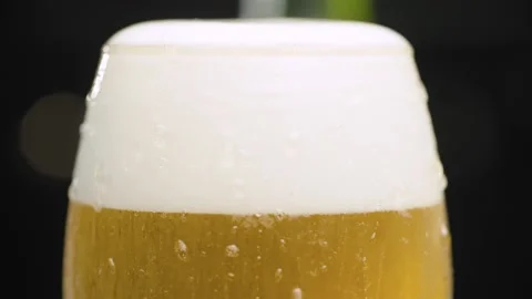 Misted glass of beer Stock Footage 140355346