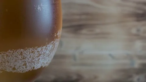 Misted glass with cold beer. bubbles. Video footage. copy space Stock-Footage 133729249