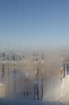 Misted window in winter Stock Photos