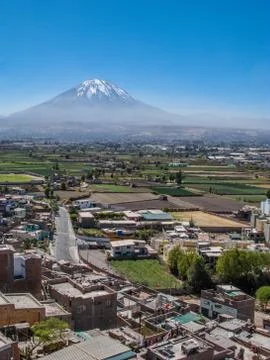 Misti volcano view from Arequipa Stock Photos