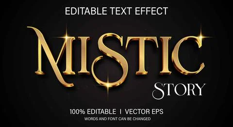 Mistic story 3d vector text effect with modern style design Stock Illustration