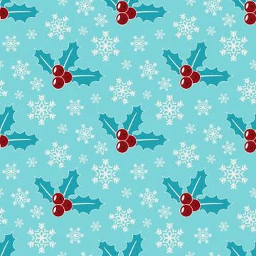 Mistletoe and snowflakes Stock Illustration