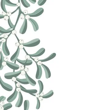 Mistletoe branch border frame element isolated on a white background, vector  Stock Illustration