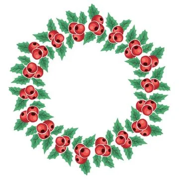 Mistletoe branch, red berries Stock Illustration