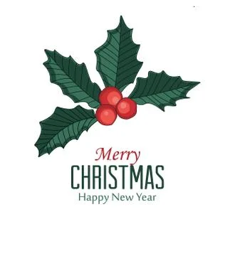Mistletoe branch, red berries Stock Illustration
