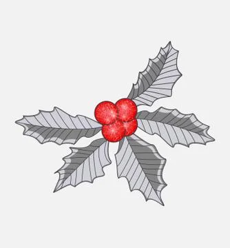 Mistletoe branch, red berries Stock Illustration