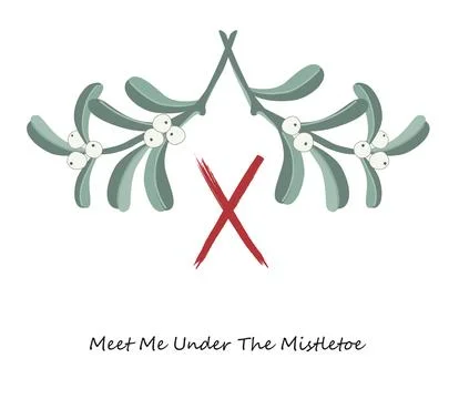 Mistletoe branches with Gebo rune drawing, love viking symbol. Isolated vec.. Stock Illustration