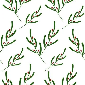 Mistletoe branches isolated vector seamless pattern	 Stock Illustration