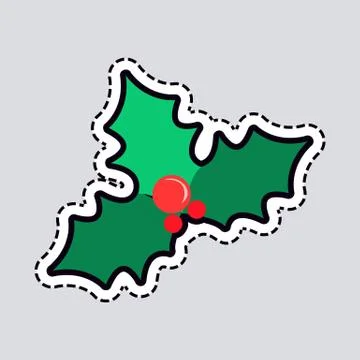 Mistletoe Christmas Tree. Some Red Bubbles. Patch Stock Illustration