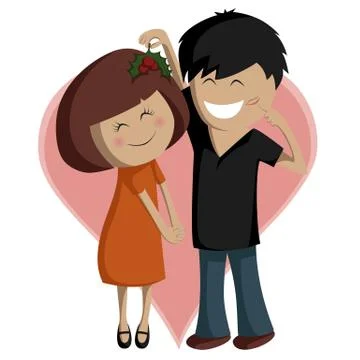 Mistletoe Couple Stock Illustration
