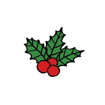 Mistletoe doodle icon, vector illustration Stock Illustration