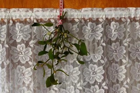 A mistletoe on a door Stock Photos