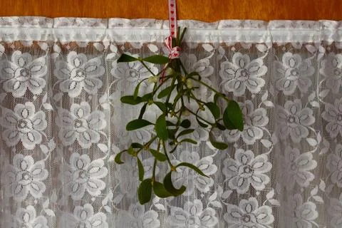 A mistletoe on a door Stock Photos