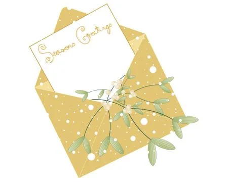 Mistletoe envelope Stock Illustration