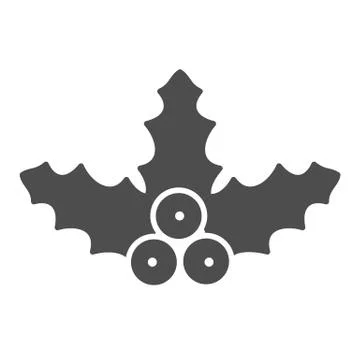 Mistletoe line and solid icon. Holly berry with leaves outline style pictogram 스톡 일러스트