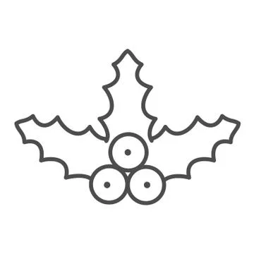 Mistletoe line and solid icon. Holly berry with leaves outline style pictogram イラスト素材