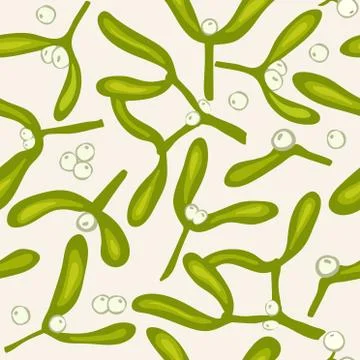 Mistletoe seamless background Stock Illustration