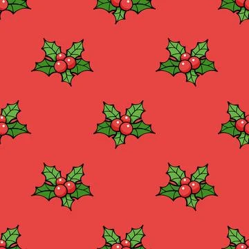 Mistletoe seamless pattern. Merry Christmas and Happy New Year. Repeat print Stock Illustration