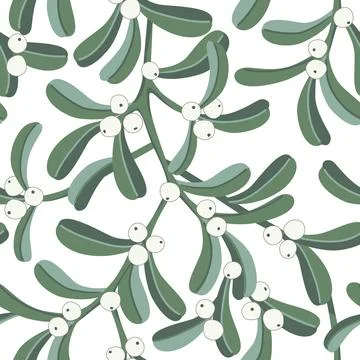 Mistletoe seamless pattern, Winter holidays background, vector illustration Stock Illustration
