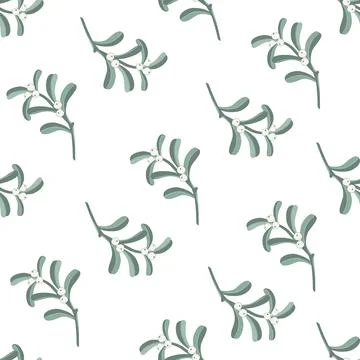 Mistletoe seamless pattern, Winter holidays background, vector illustration Stock Illustration