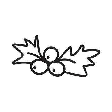 Mistletoe in style of doodles on white background Stock Illustration